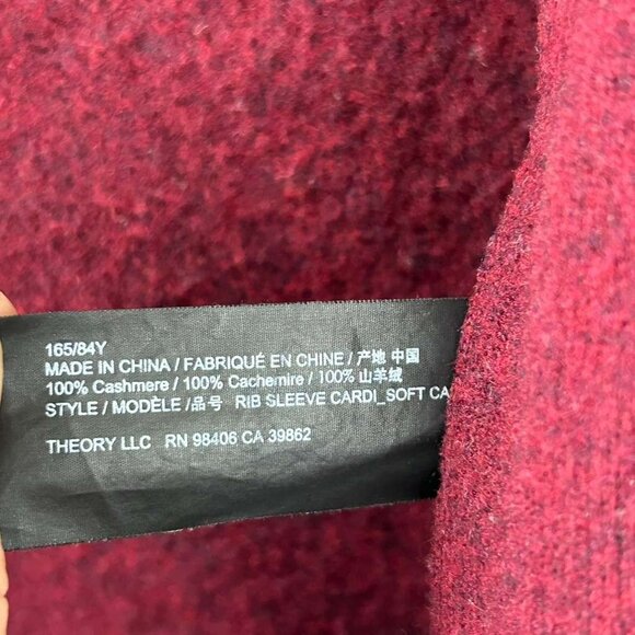 Theory Women's XS Burgundy Cardigan 100% Cashmere Long Sleeve Pockets Sweater - Picture 7 of 13